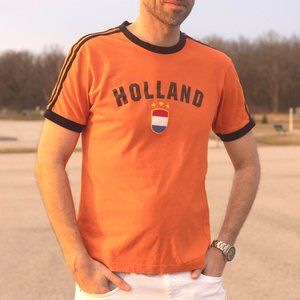 Exhaust World Soccer Netherlands T-Shirt Large Orange and Black